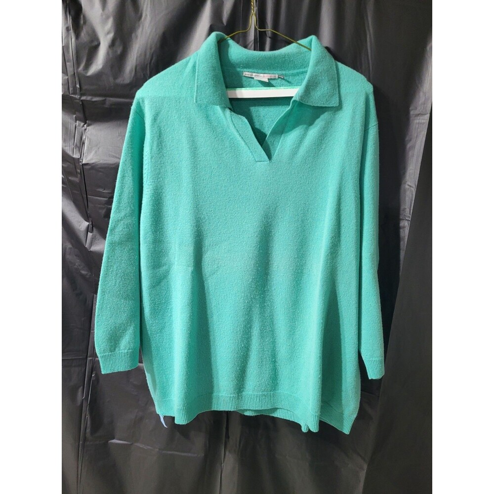 Evevlyn Grace Cashmere Pullover Sweater Teal Green V Neck Sz 3x